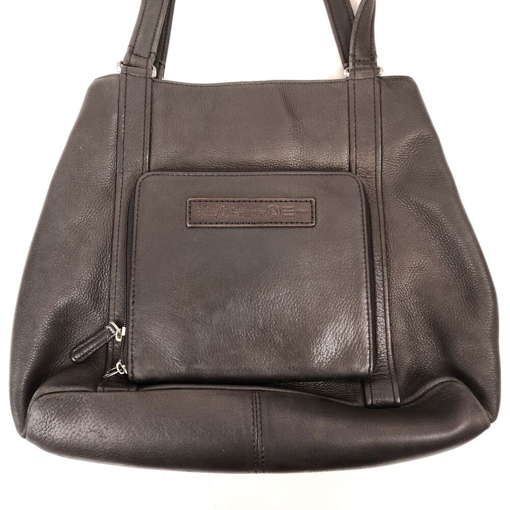 FLAW Fossil Black Leather Handbag Shoulder Bag Vintage Purse - Picture 3 of 16